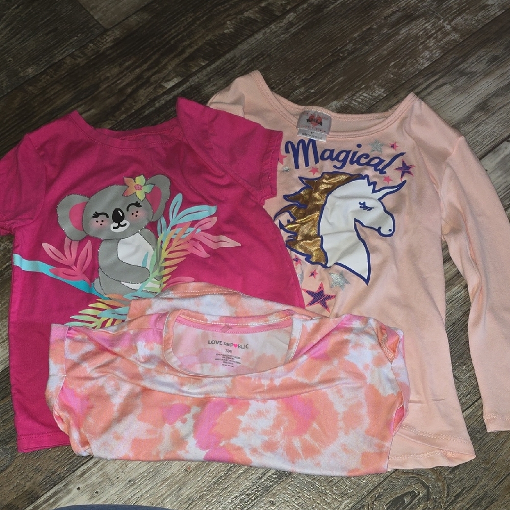 Girls' Graphic T-Shirts Set - Koala, Unicorn, Tie-Dye 4T